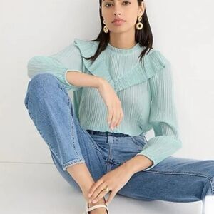 J Crew Crinkle Chiffon V Detail Top NWT